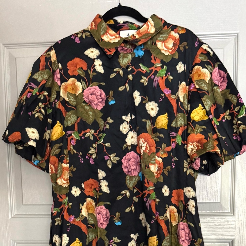 Tuckernuck| Baroque Floral Delaney Short Puff Sleeve Maxi Dress Size XXL - Picture 6 of 9